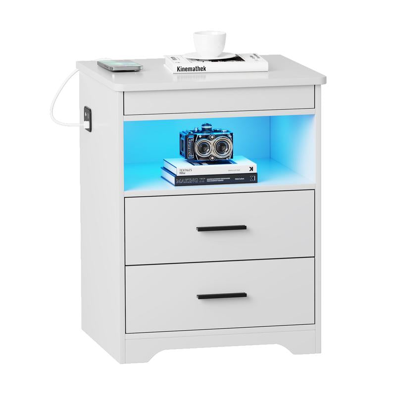 Smart Nightstand with RFID Lock, LED Lights & USB Ports – Modern Design
